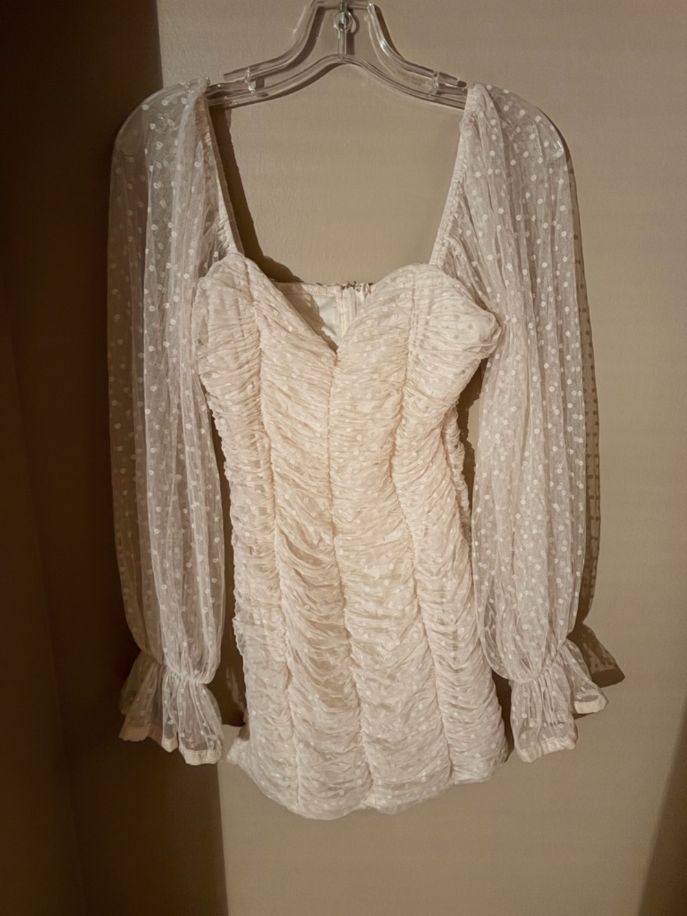 Fashion Nova Cream Lace Mini Dress